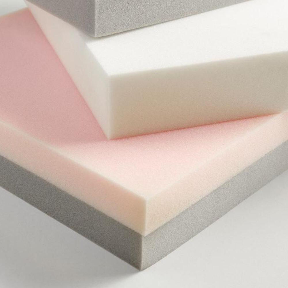 Close-up of upholstery foam densities