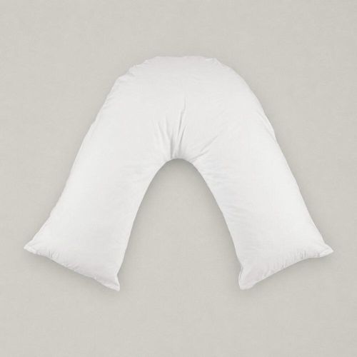 White fibre v-shaped pillow with top-stitched edges