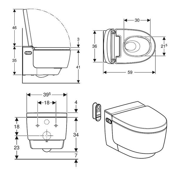 Geberit AquaClean Mera Classic Shower Toilet Set Wall-Hung – Gloss Chrome