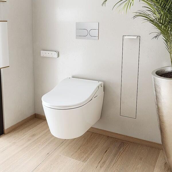 TOTO WASHLET RW Auto Flush Pan + Seat Set – White Trim + matching pan