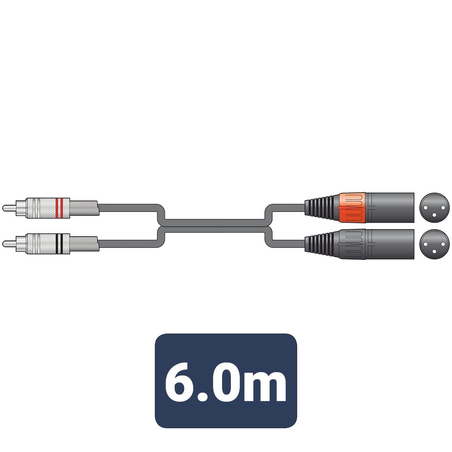 Citronic Classic 6m RCA to XLR M Stereo Audio Cable
