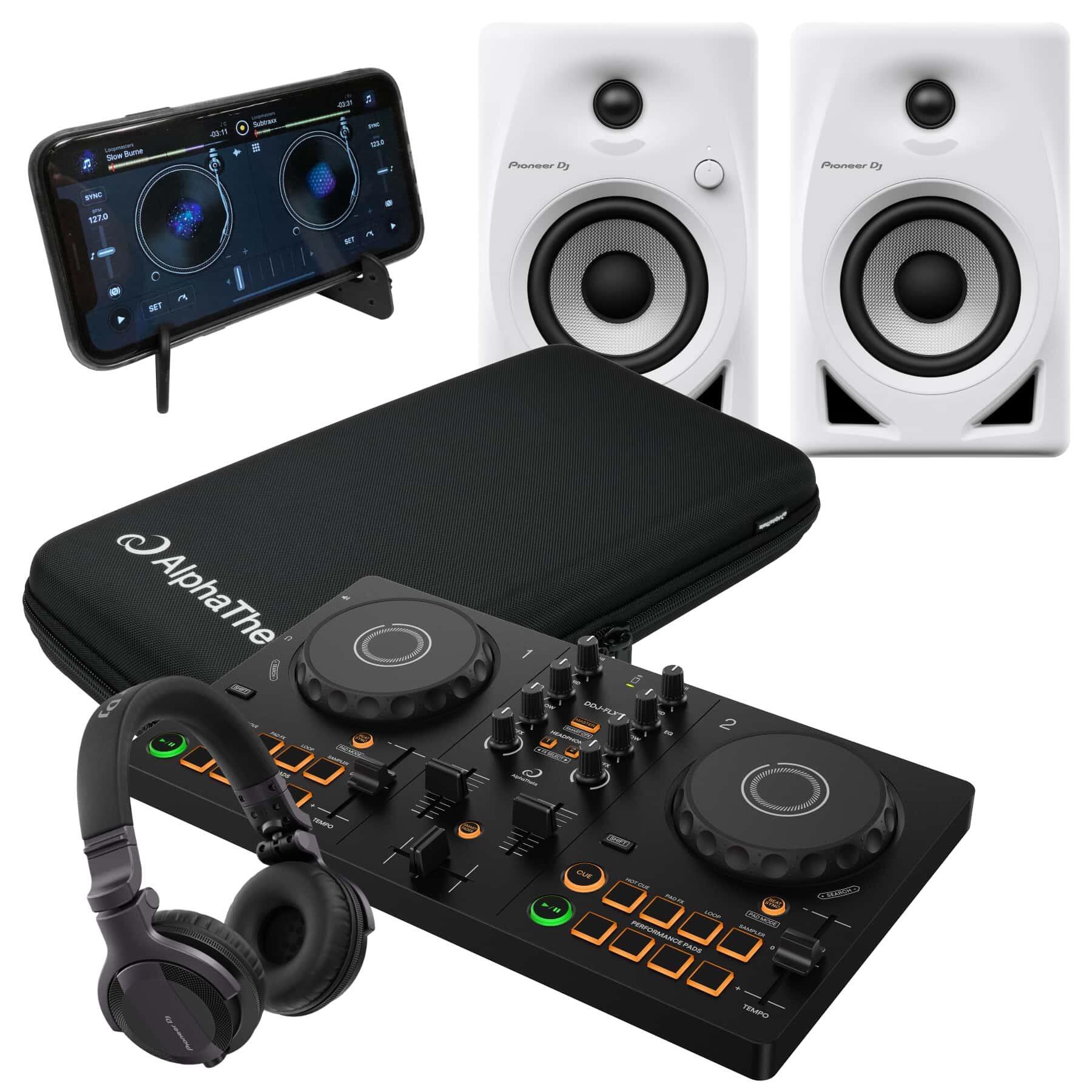 AlphaTheta DDJ-FLX2 & DM-40D-W CUE1 Bundle