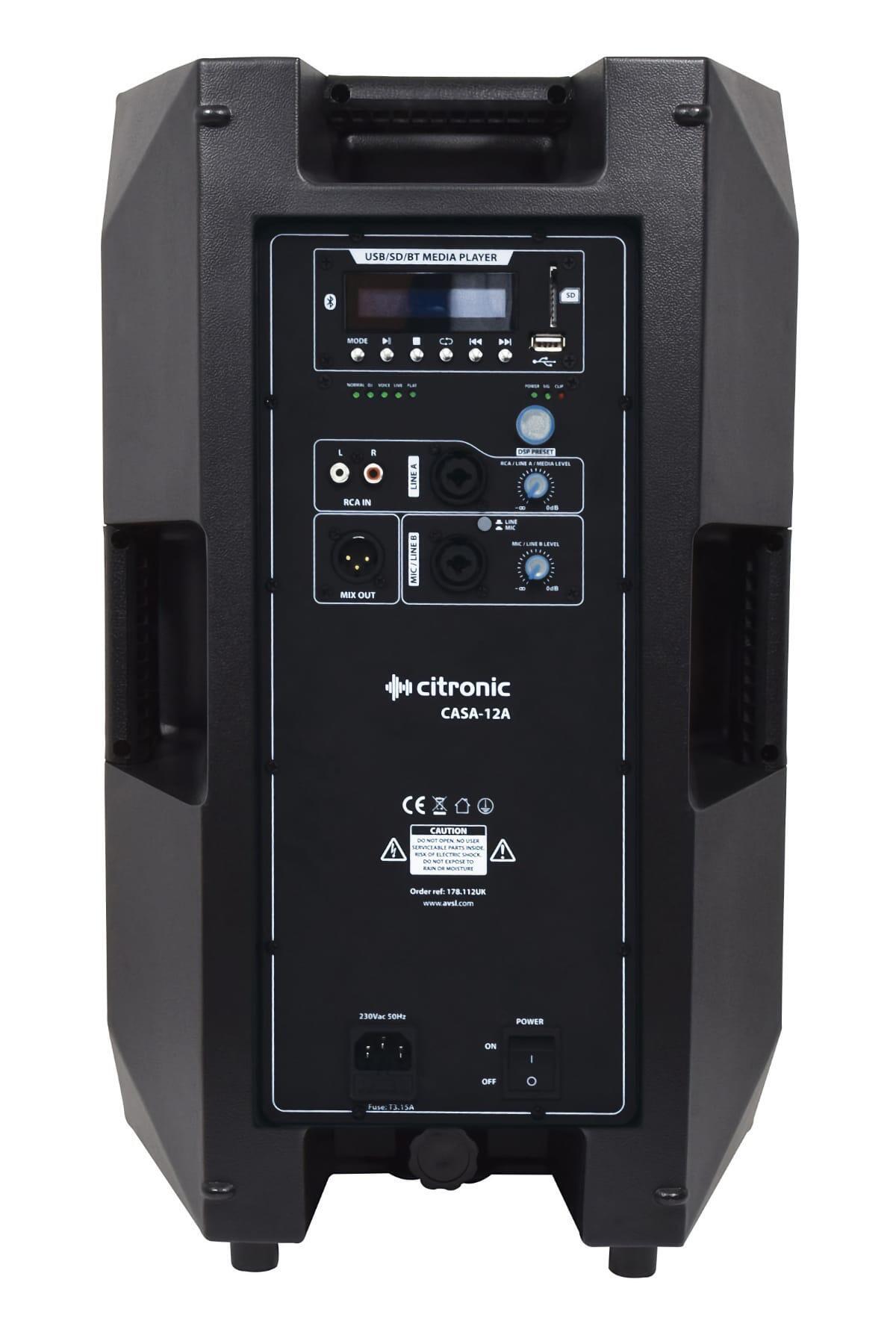 Citronic CASA-12A active speaker rear