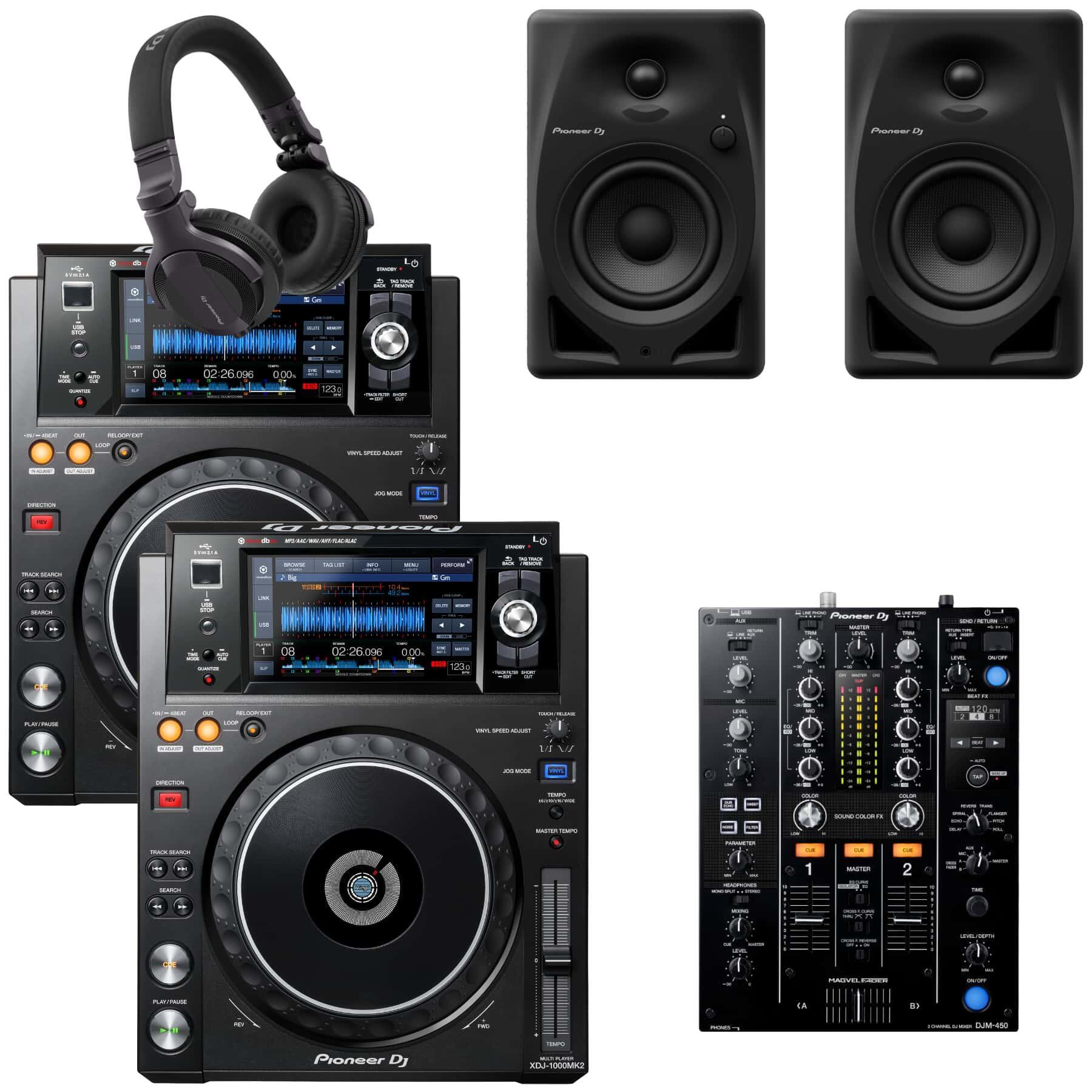 Pioneer DJ XDJ-1000MK2 & DJM-450 DM-40D Bundle