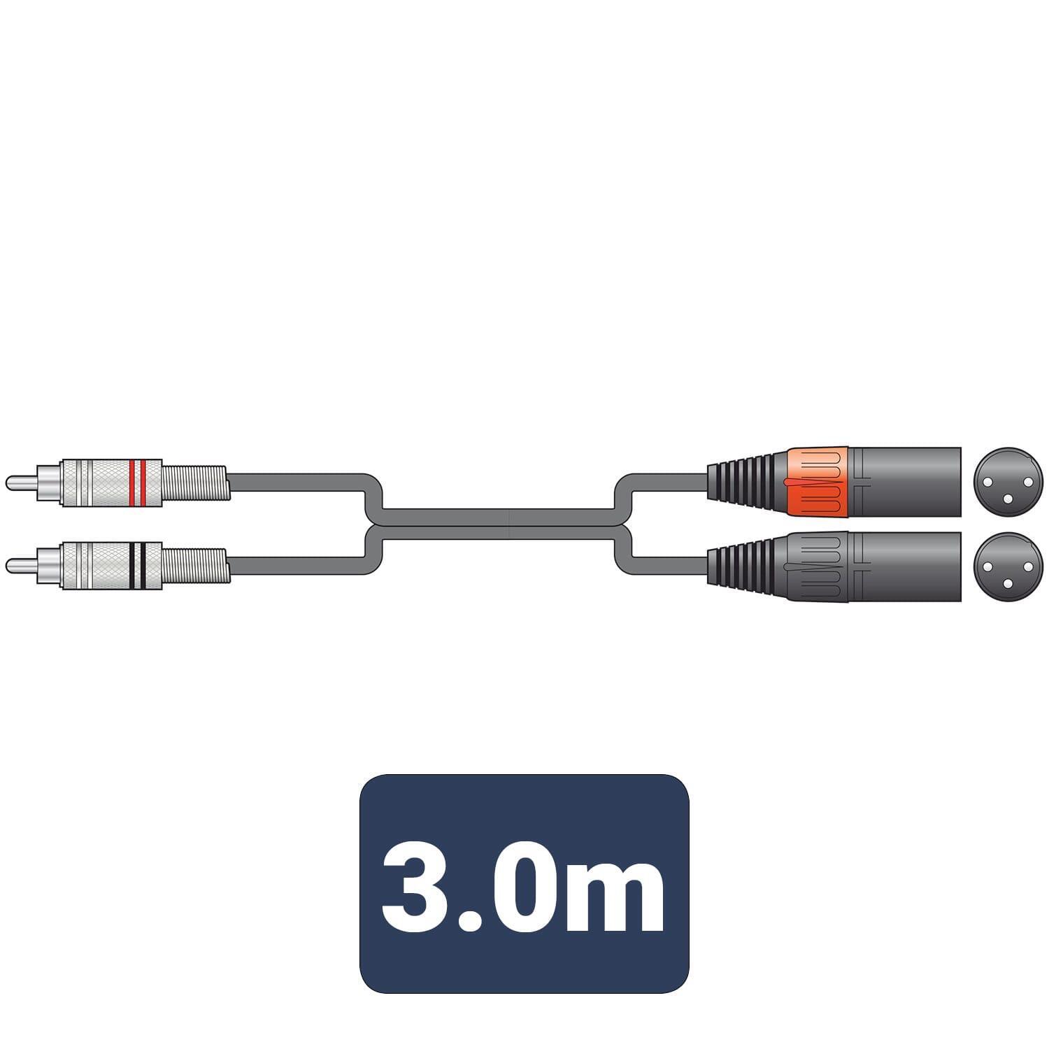 Citronic Classic 3m RCA to XLR M Stereo Audio Cable