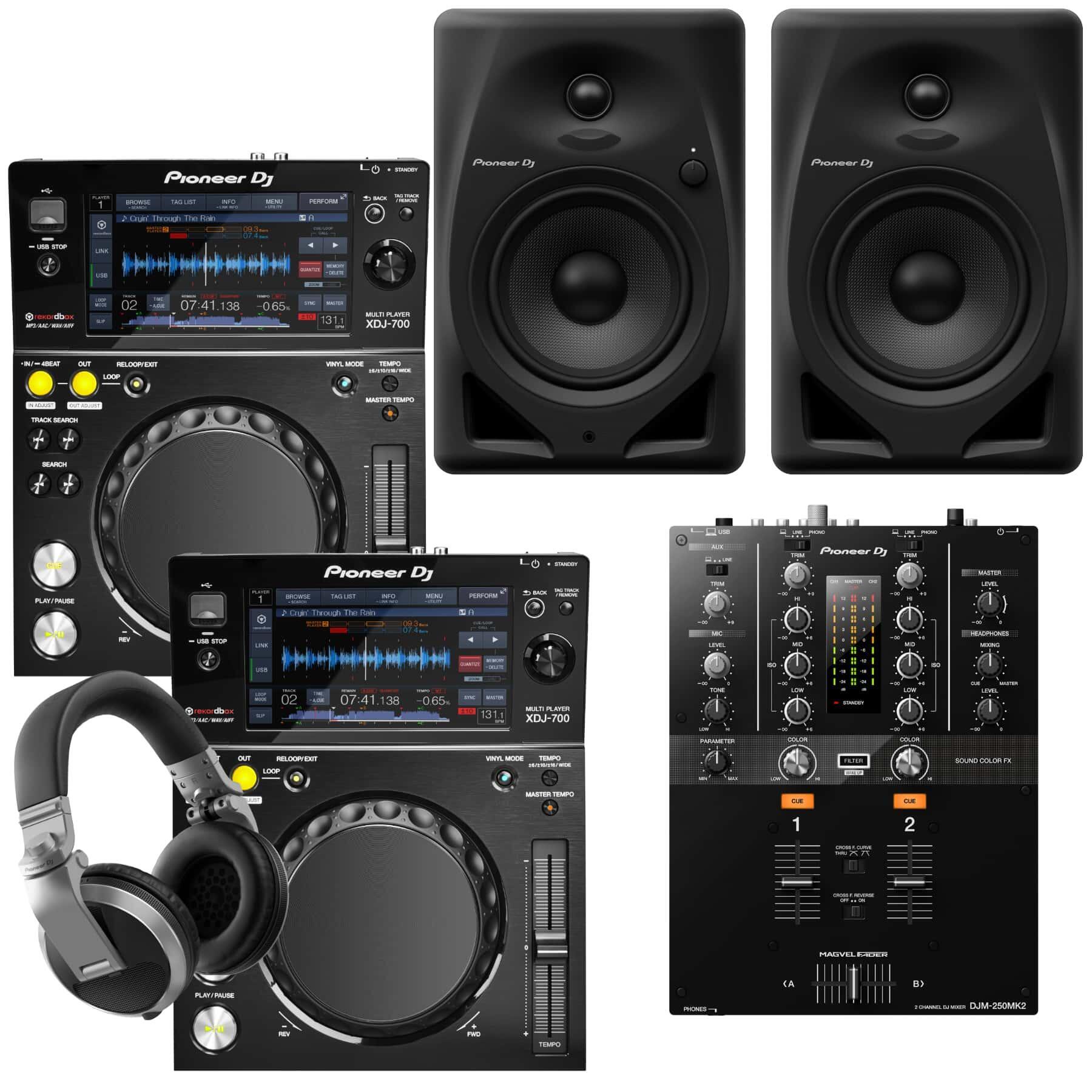 Pioneer DJ XDJ-700 & DJM-250MK2 DM-50D Bundle