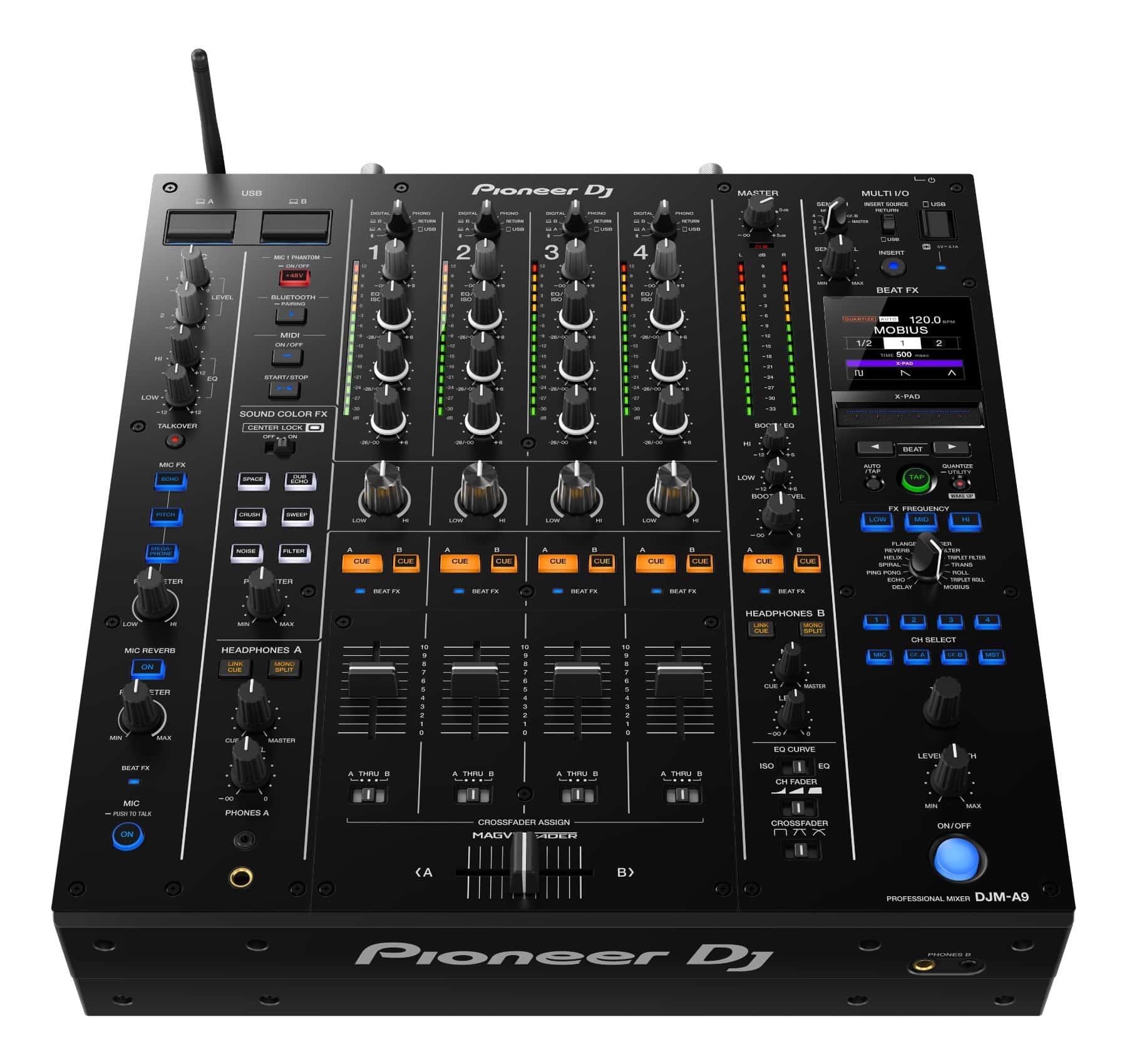 Pioneer DJ DJM-A9 mixer front angle