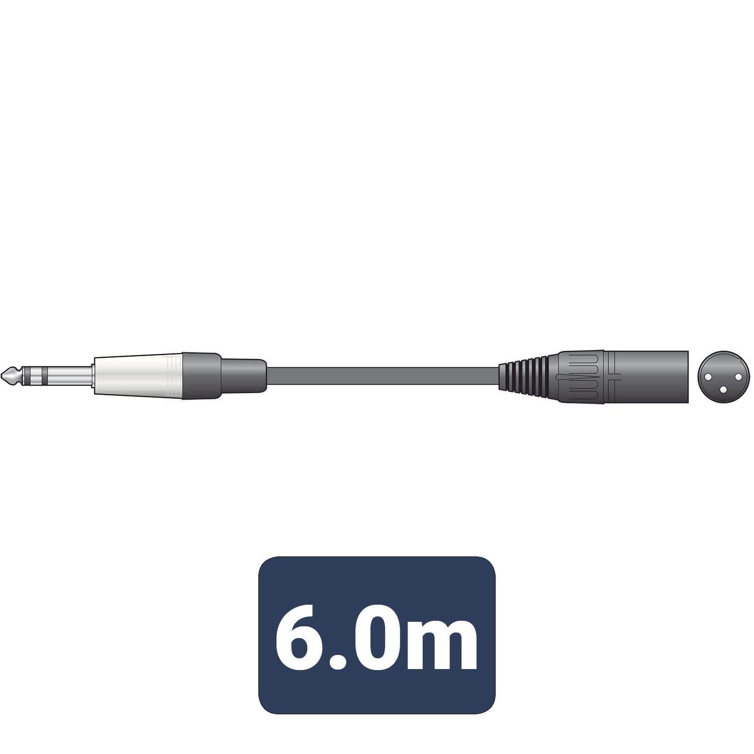 Citronic Classic 6m TRS to XLR Male Audio Cable