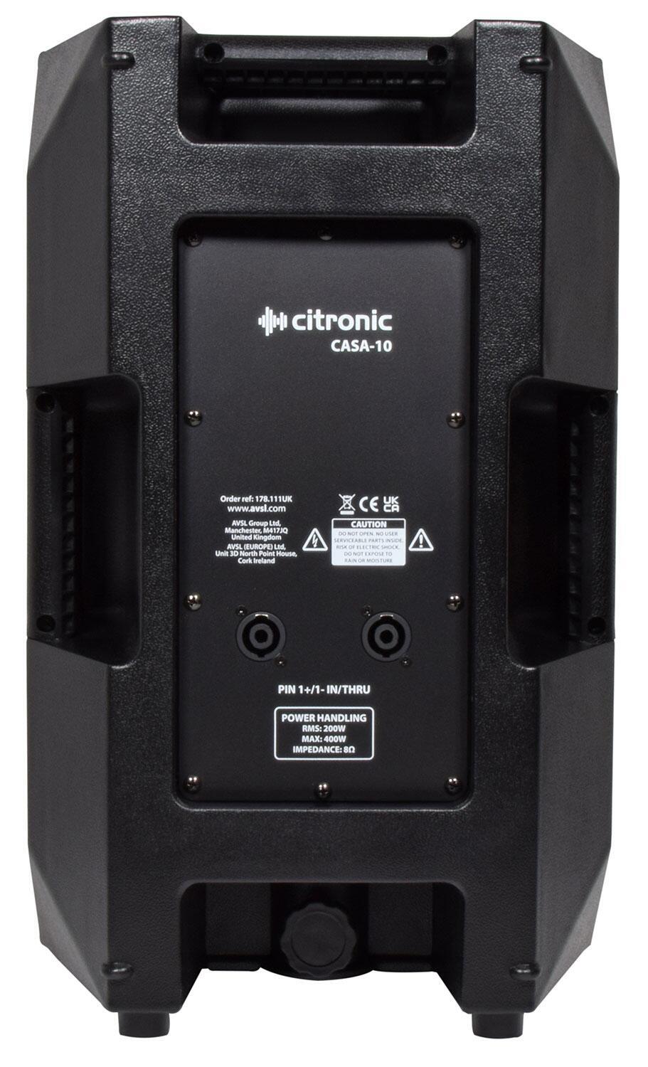 Citronic CASA-10 Passive 10" Full Range PA Cabinet rear