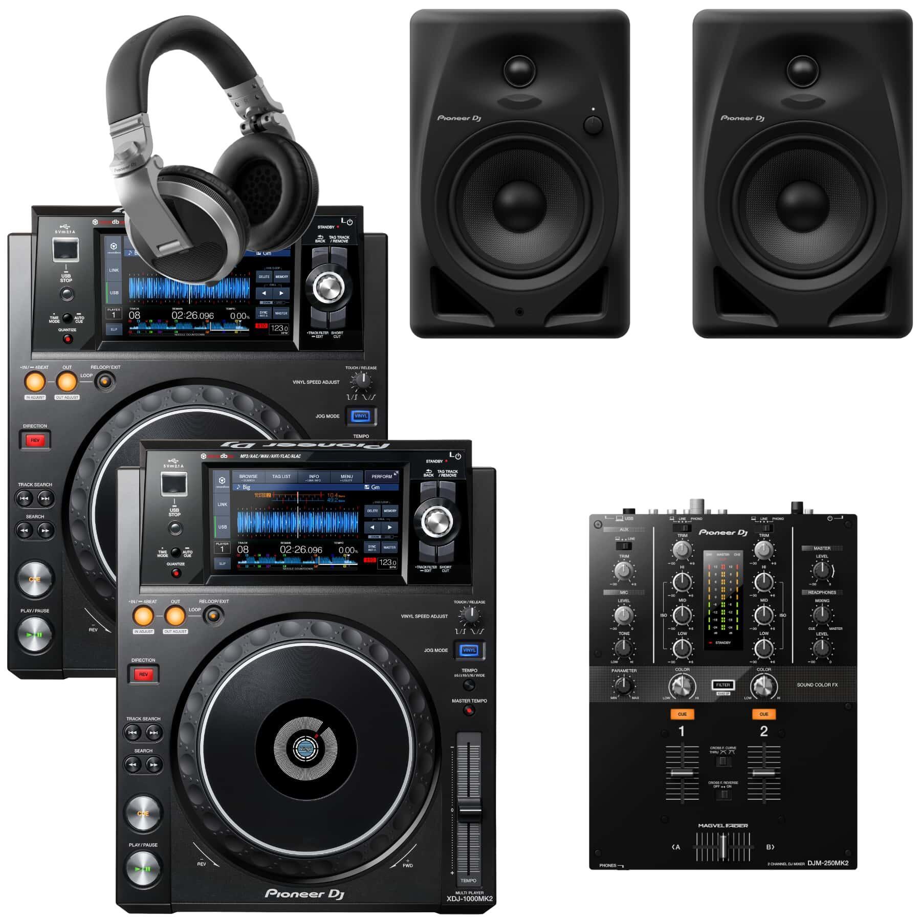 Pioneer DJ XDJ-1000MK2 & DJM-250MK2 DM-50D Bundle