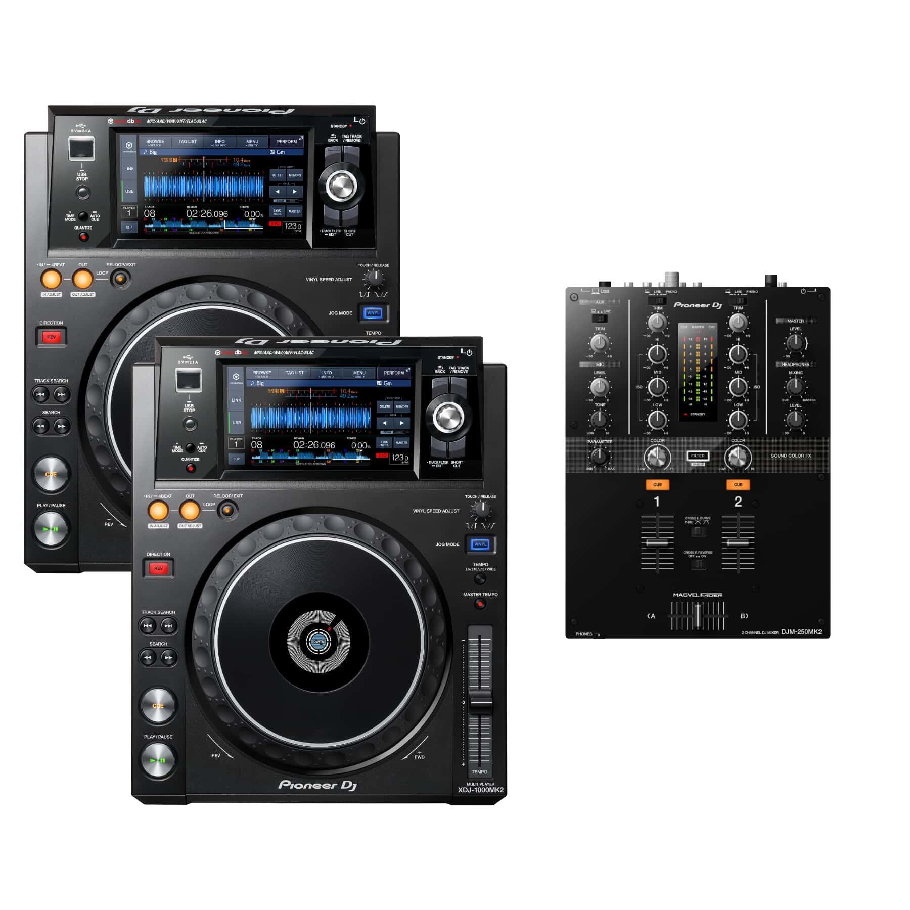 Pioneer DJ XDJ-1000MK2 & DJM-250MK2 Package