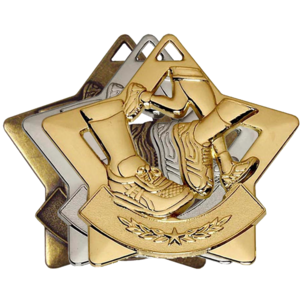 Gold, Silver, Bronze Star Shaped Running Badges