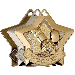 Gold, Silver, Bronze Star Shaped Hockey Badges