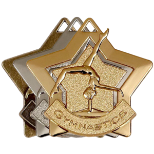 Gold, Silver, Bronze Star Shaped Gymnastics Badges