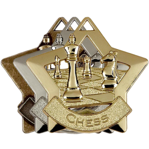 Gold, Silver, Bronze Star Shaped Chess Captain Badges