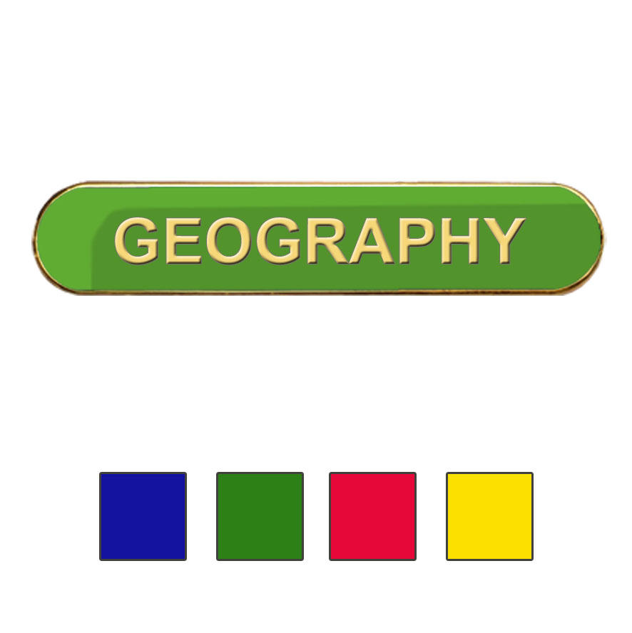 Georgraphy School Subject Bar Pin Badge in Green Enamel