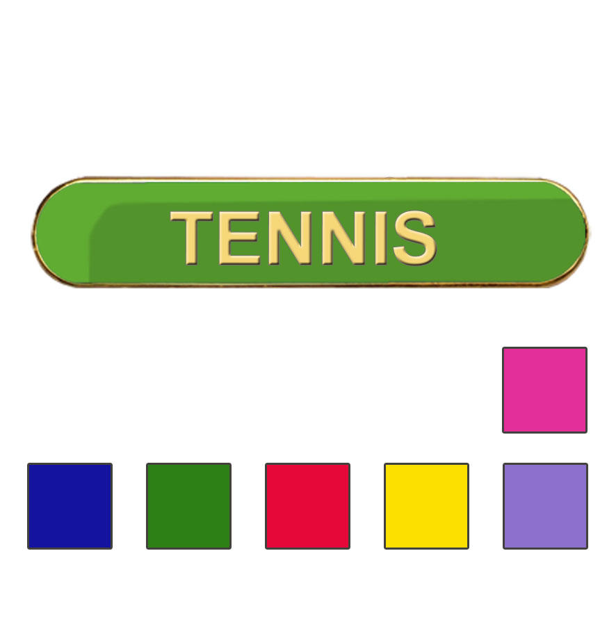 Tennis Bar Pin Badge in Green Enamel 