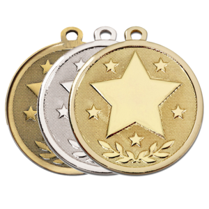 Gold, Silver, Bronze Galaxy Star Shaped Form Badges