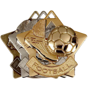 Gold, Silver, Bronze Star Shaped Football Badges