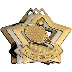 Gold, Silver, Bronze Star Shaped Tennis Badges