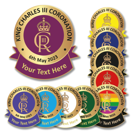 Create your own King Charles III Coronation Badges with your added text
