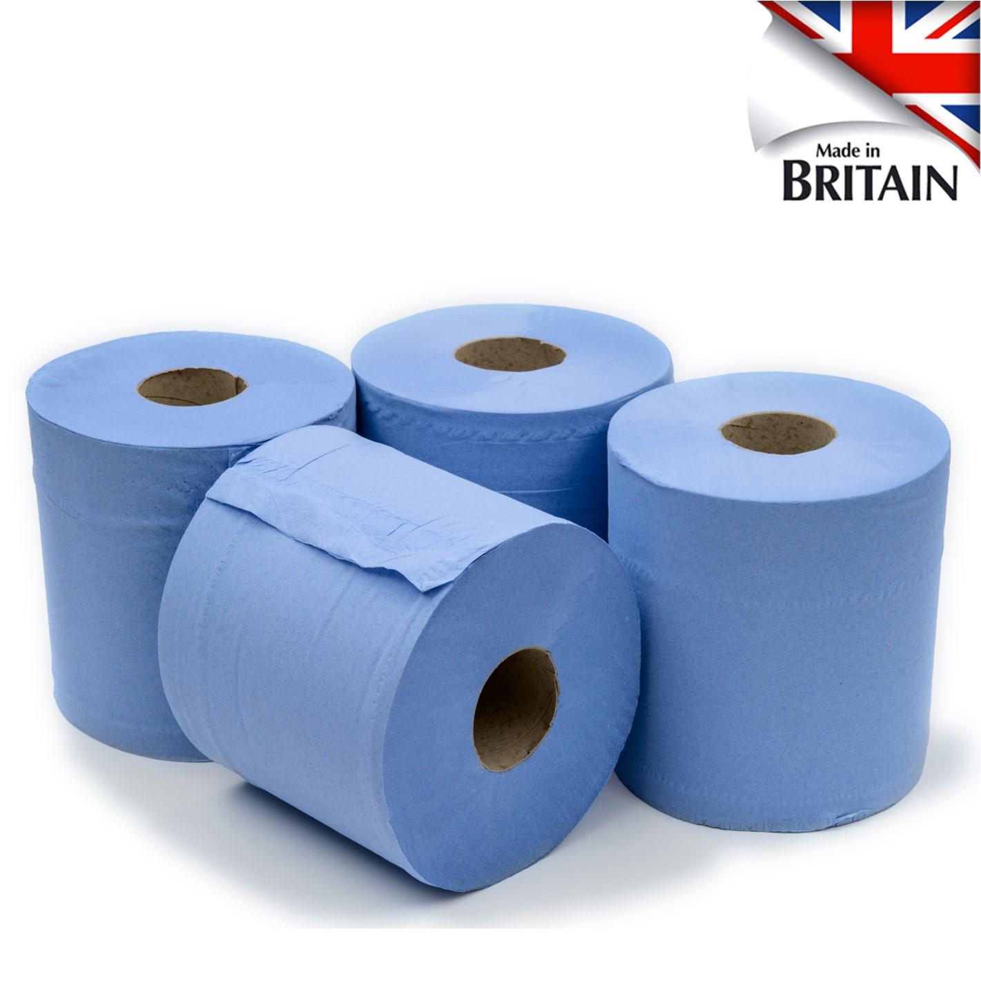 150m Blue Centrefeed Embossed 2PLY Wiper Rolls Paper Hand Towel Take Away Garage 