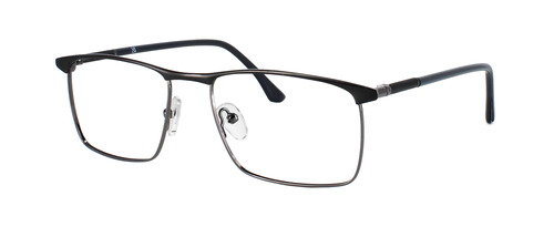 Pershore - Gents rectangular full-rim metal grey glasses frame with tubular spring acetate arms - image view 1