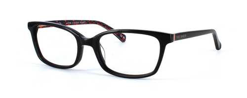 Ted Baker 9119 - Black rectangular shaped women's aceate glasses frame with tortoiseshell arms and sprung hinged temples - image view 1