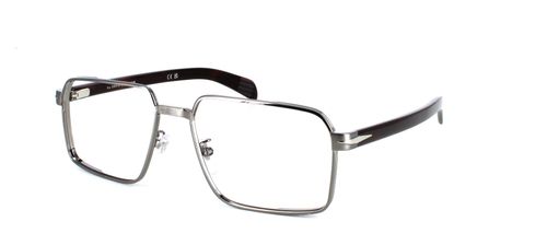David Beckham 7166 glasses in silver with sprung hinged temples leading to tortoise acetate arms - image view 1