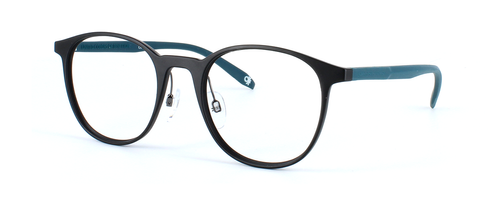 Benetton BEO1010 001 - Unisex round shaped TR90 lightweight plastic frame with matt black front face and dark turquoise arms - image view 1
