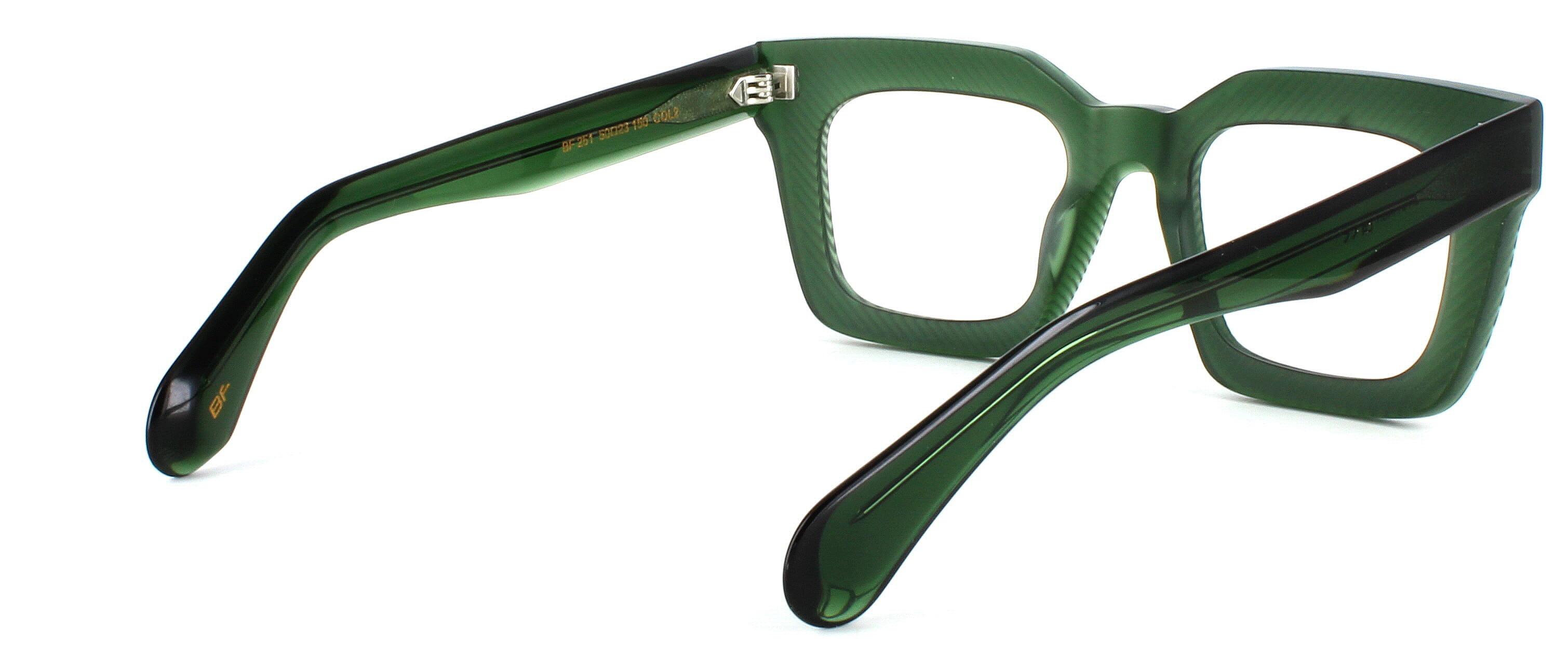 Bowyer & Finch Maximus - Green prescription glasses rear right view