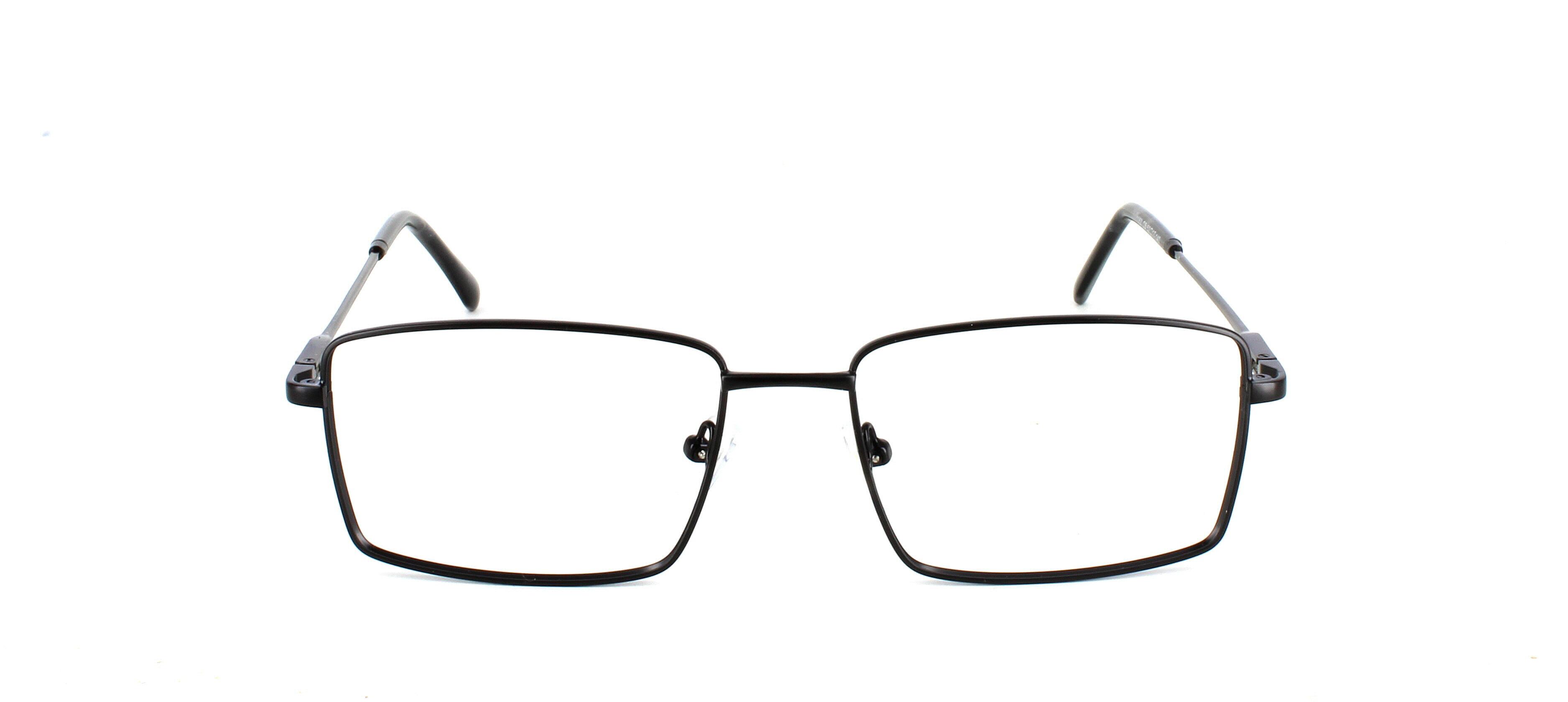 Catan - Matt black gent's classic style metal frame with rectangular shaped lenses and sprung hinged temples - image view 5