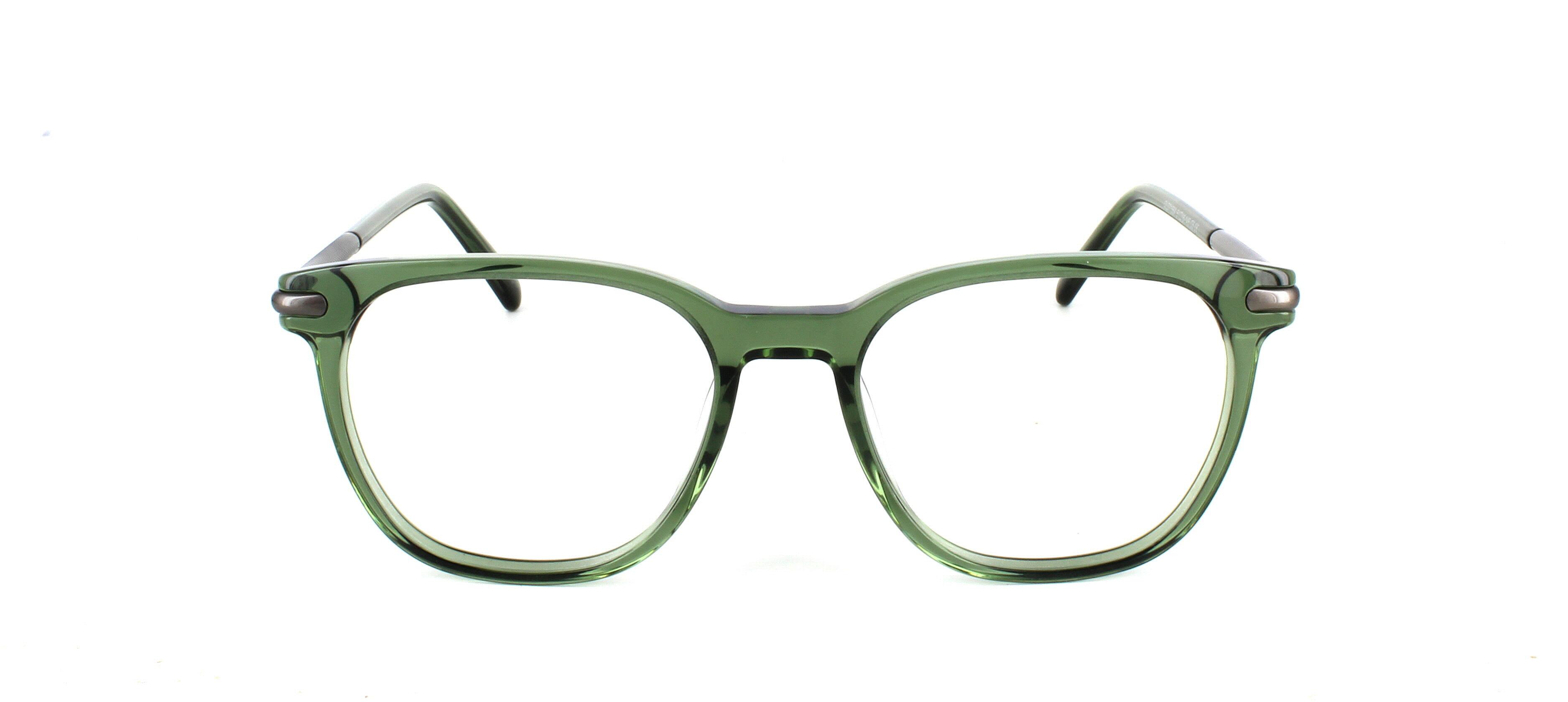 Brunel - Crystal olive green acetate glasses for women with matching arms and sprung hinged temples - image view 5