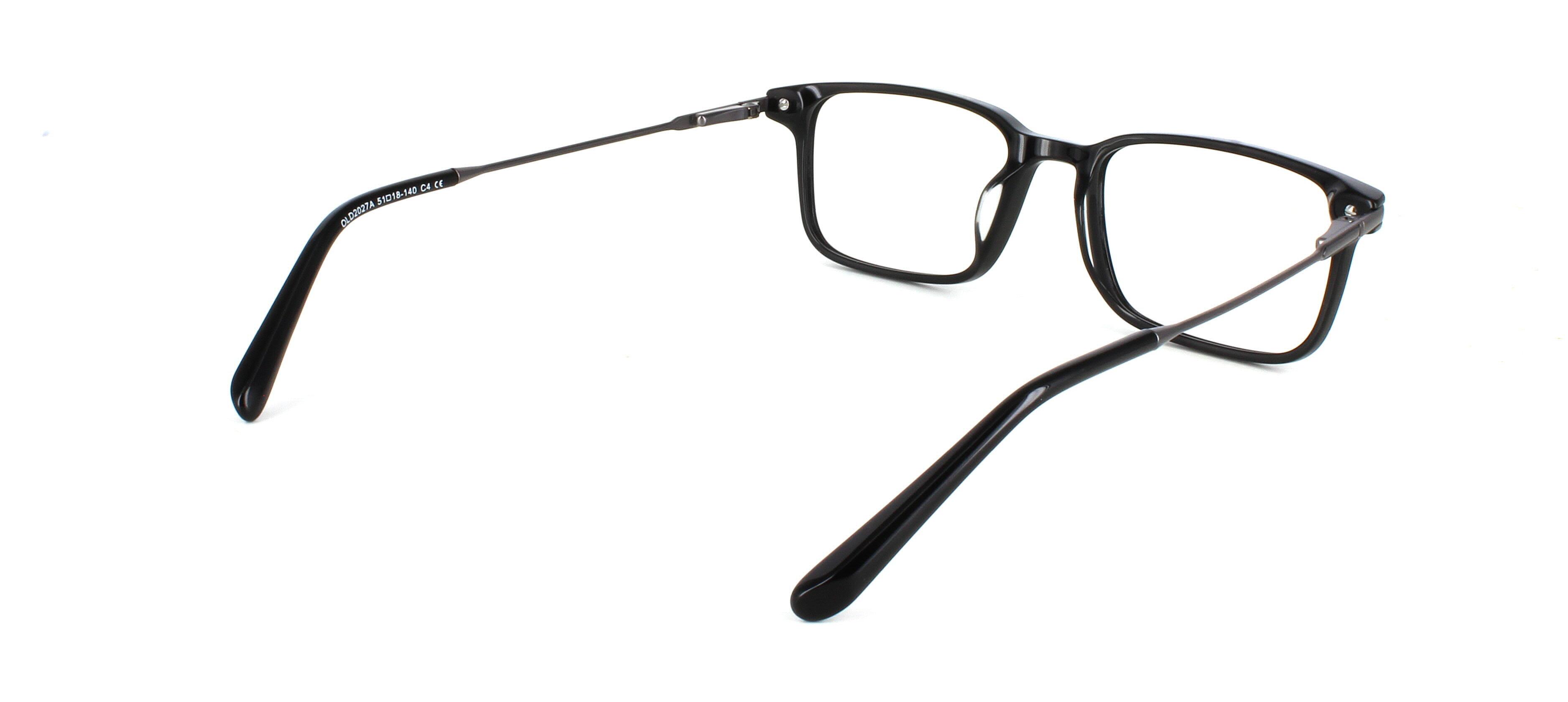 Tenchy - Shiny Black prescription glasses rear right view