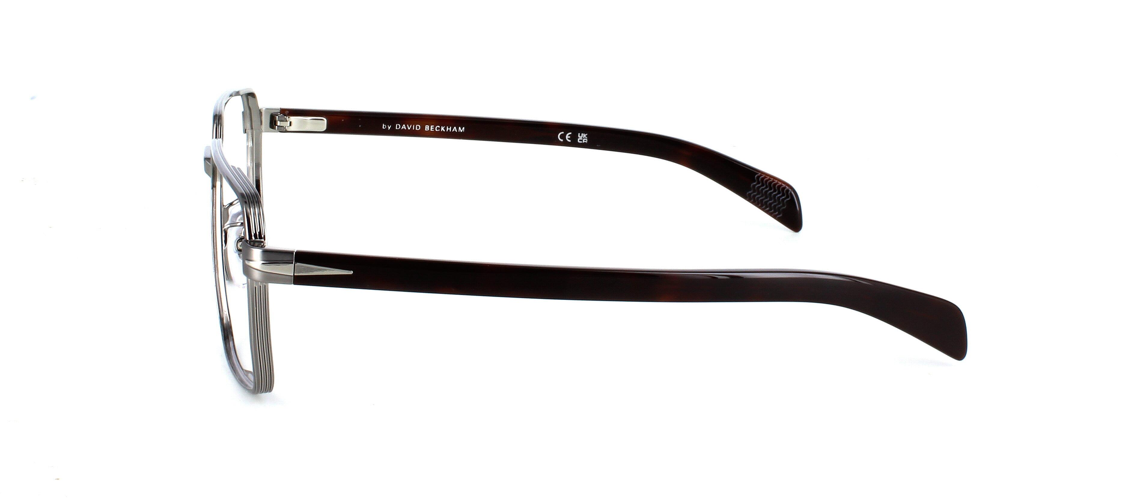 David Beckham 7166 glasses in silver with sprung hinged temples leading to tortoise acetate arms - image view 2