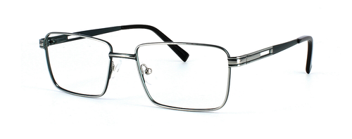 Driver in Silver & Dk Olive prescription glasses front left view