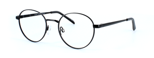 Collins - Unisex round metal glasses here in black with slim arms and sprung hinge temples - image view 2