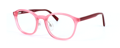 Benetton BEO1028 283 - Women's plastic round/oval shaped glasses in crystal pink with burgundy arms - image view 1