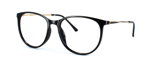 Aquila - Shiny Black & Gold Arms prescription glasses front left view