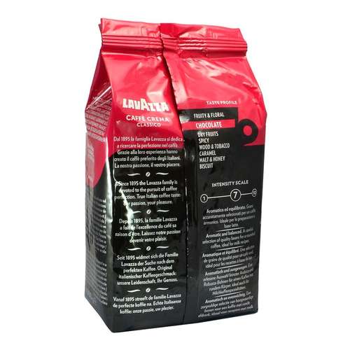 Lavazza Caffe Crema Classico Coffee Beans 1kg – back of packaging