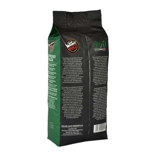 Caffè Vergnano 1882 Espresso Dolce 900 Coffee Beans 1kg – back of packaging