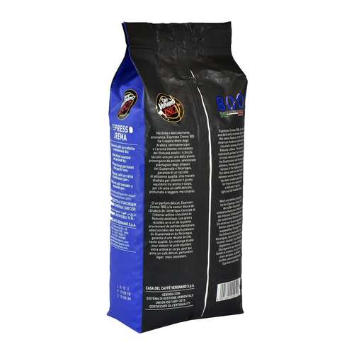 Caffè Vergnano 1882 Espresso Crema 800 Coffee Beans 1kg – back of packaging