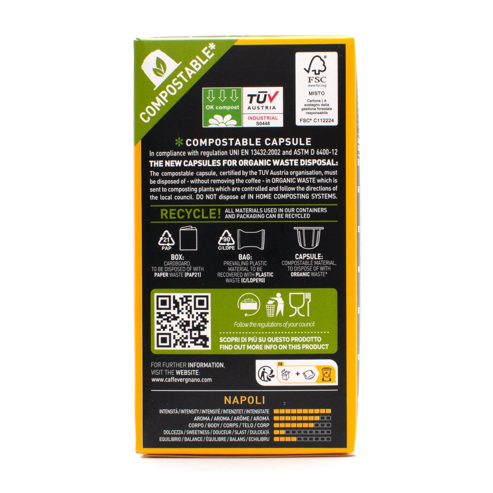 Caffè Vergnano 1882 Napoli 10 Capsules NESPRESSO Compatible - Compostable – additional view