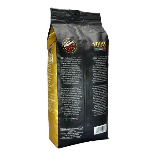 Caffè Vergnano 1882 Mille 1000 Coffee Beans 1kg – back of packaging