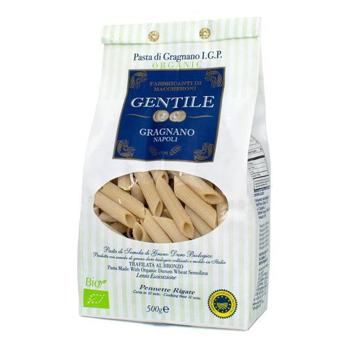 GENTILE Organic Durum Wheat Semolina pasta 500g "Pennette Rigate - 10 minutes"