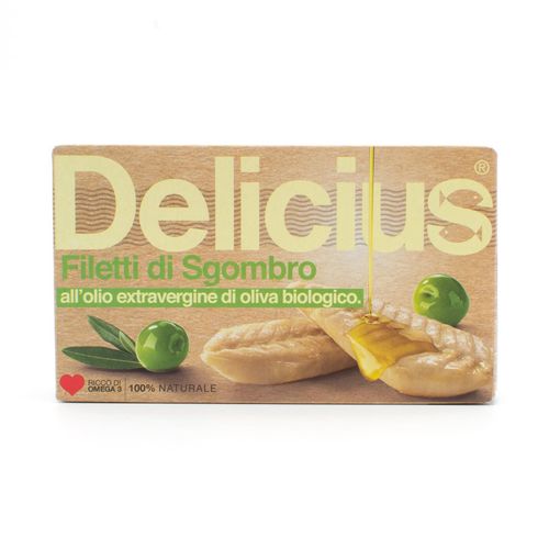 Mackerel Fillets in BIO Organic Extra Virgin Olive Oil – 90g (Drained Weight 65 g)