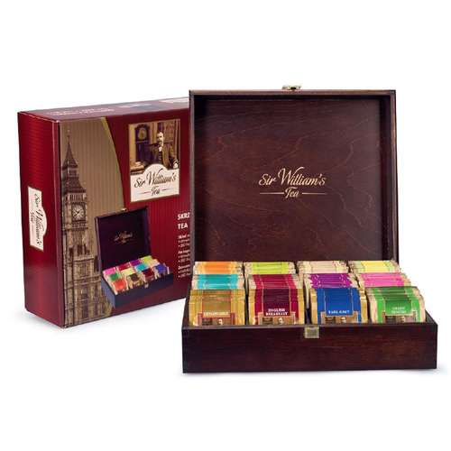 Sir William's Tea Wooden Box-Display & 180 Mixed Premium Teas – product packaging