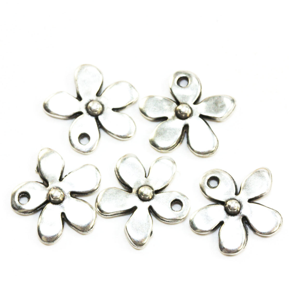 29854          4 Pc  Matte Silver Oxidized Small Victorian Flower Charm Finding 