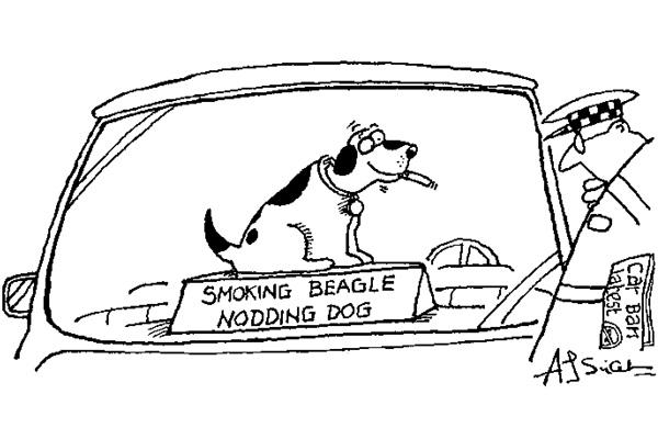 . Singleton - 'Smoking Beagle Nodding Dog'