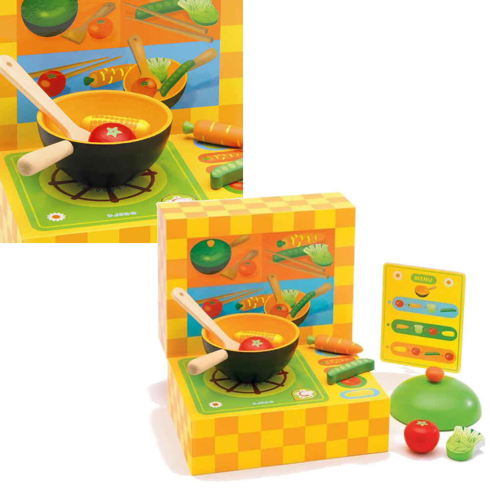 Djeco wooden wok playset